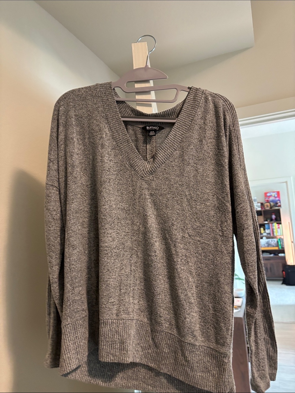 Buffalo David Bitton Men's Heather Gray V-Neck Pullover Sweater